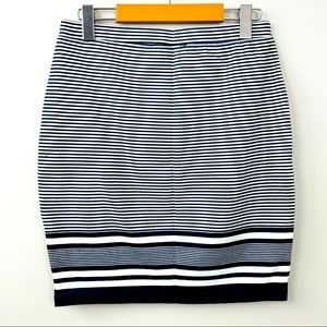 Navy and white cotton stretchy pencil skirt